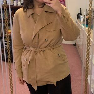 Forever 21 Faux Suede Hip Length Trench Coat Plus Size 2X